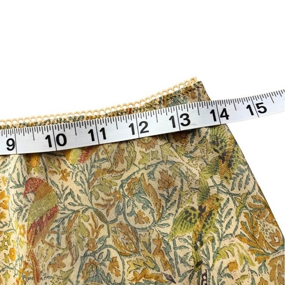 Sundance Silk Skirt Sz 12 Boho Floral Bird Print Midi A-Line Cottagecore Prairie - Picture 8 of 8